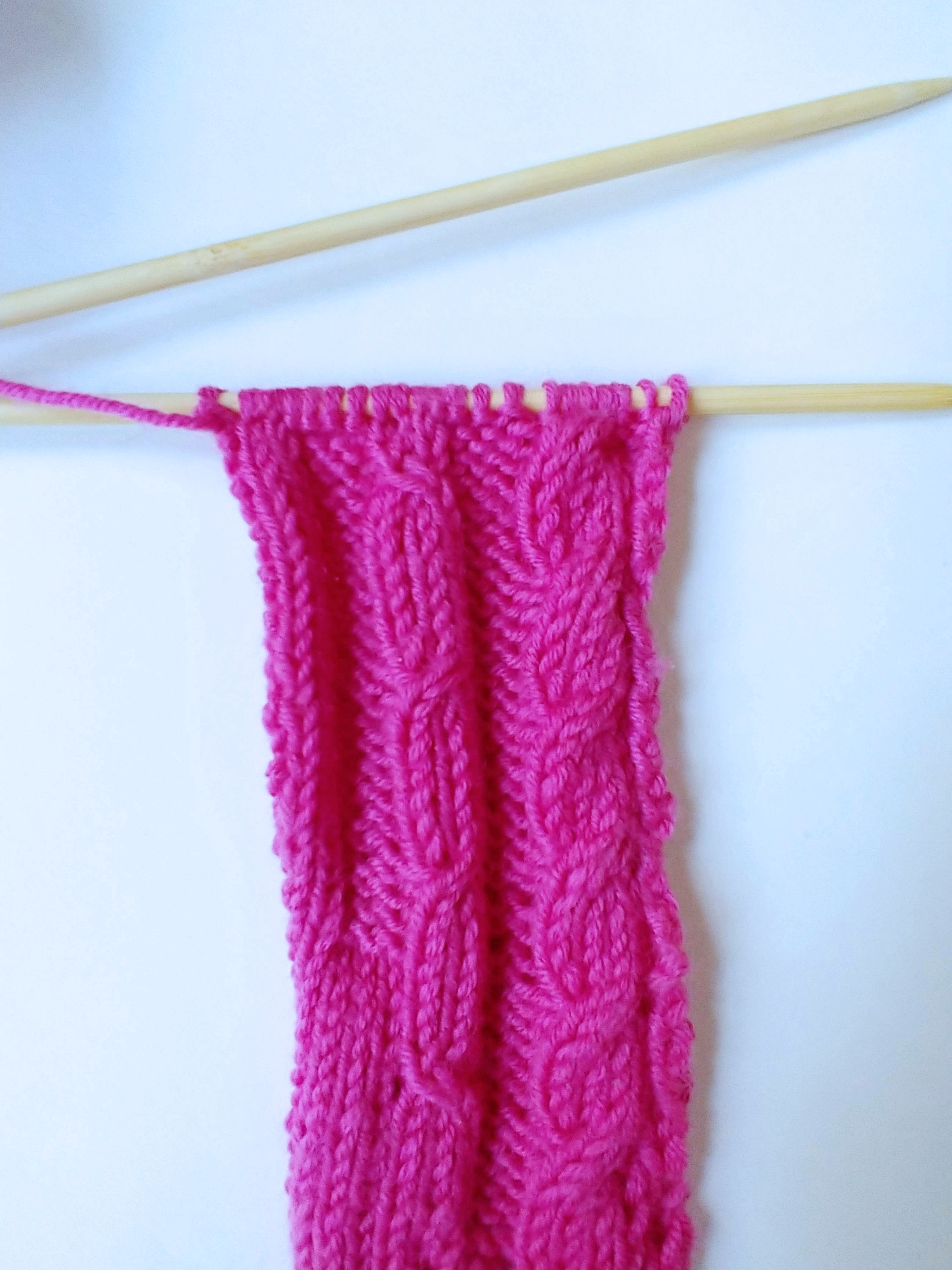 Pink Cable Knitting