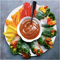 spring rolls and thai peanut sauce