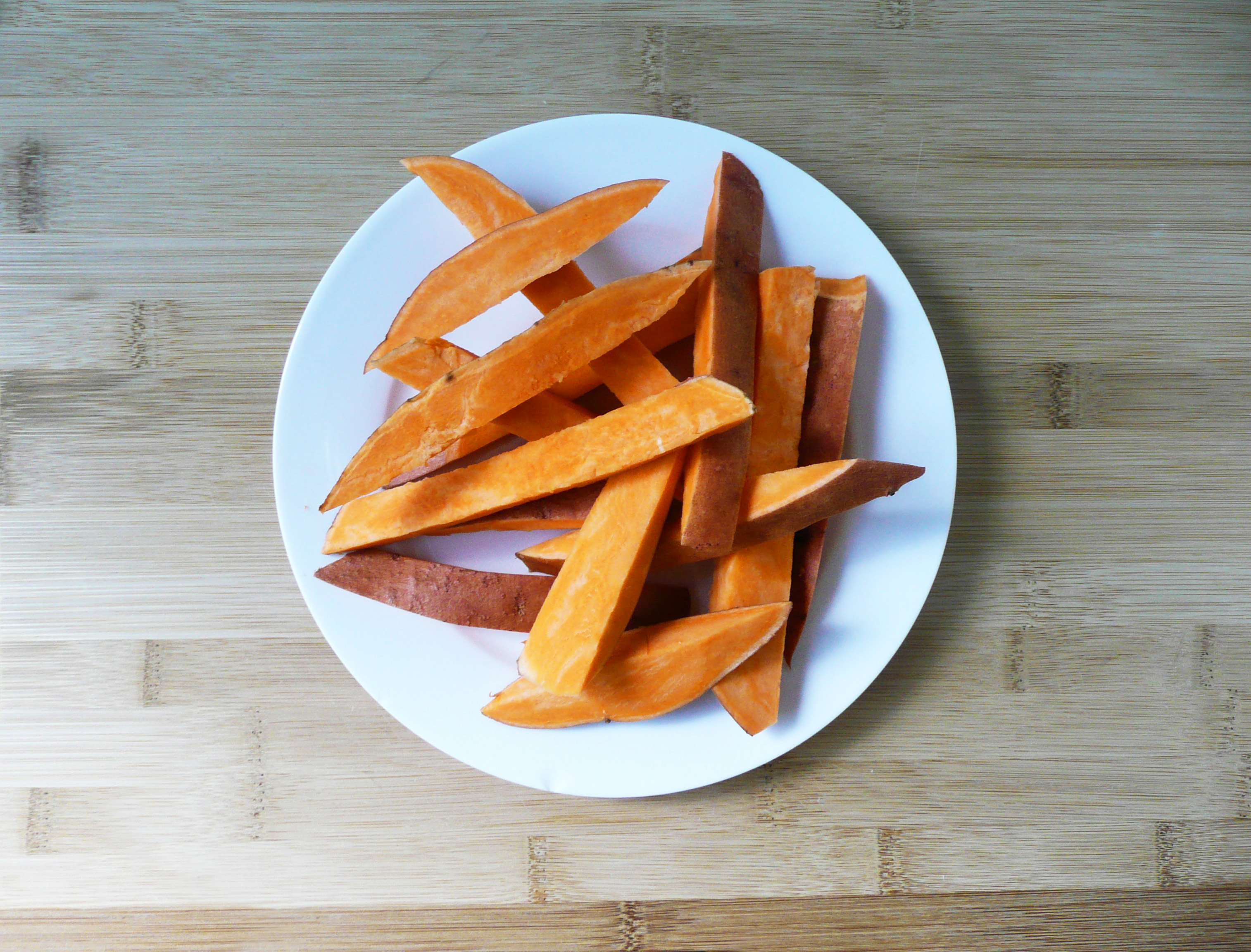 cut raw sweet potatoes